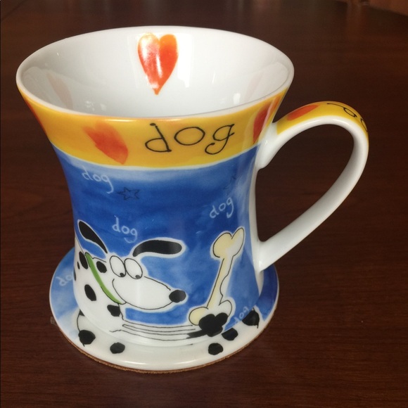 For Dog lovers Blue Porcelain Mug & Coaster set - Picture 2 of 4